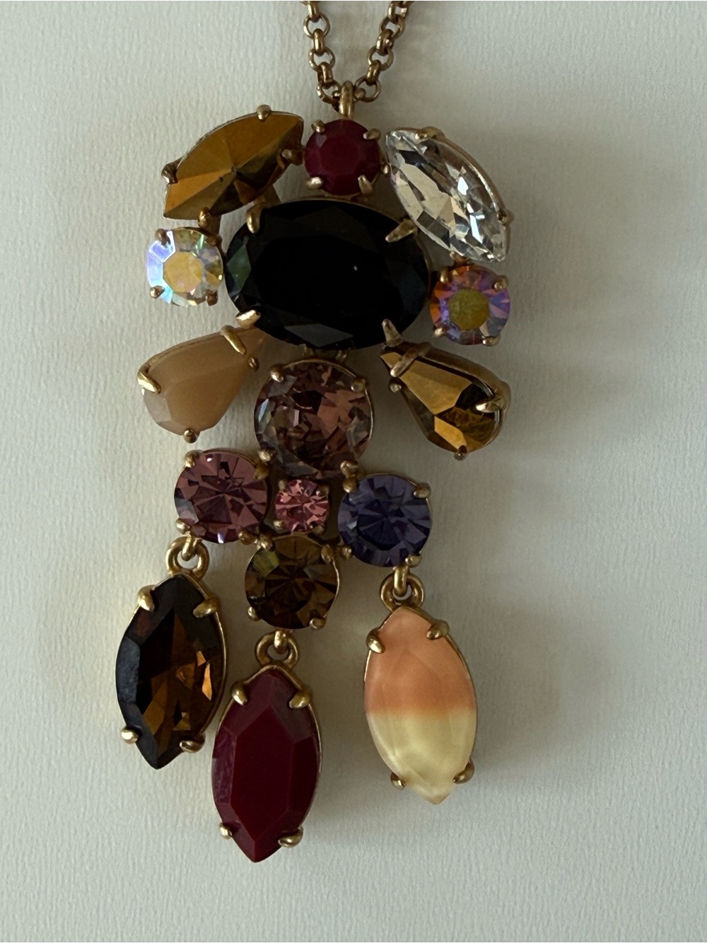 J. Crew Gold-Tone Necklace with Multicolor Gem Drops